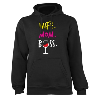 Mikina s potlačou "Wife, Mom, Boss"