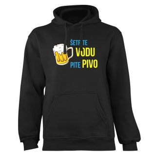 Mikina s potlačou "Šetrite vodu, pite pivo"