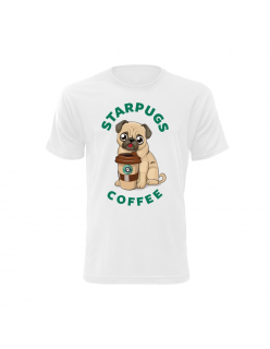 Vtipné tričko s potlačou "StarPugs coffee"