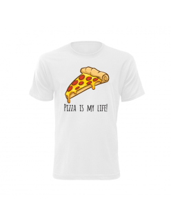 Vtipné tričko s potlačou "Pizza is my life!"