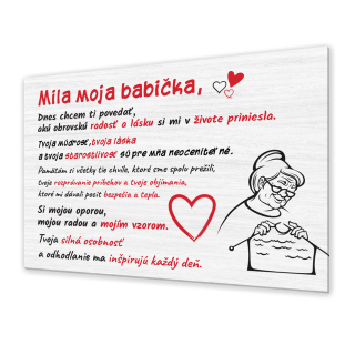 Poďakovanie babičke - tabuľka s potlačou