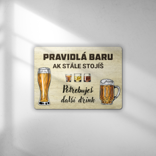 Pravidlá baru - tabuľka s potlačou