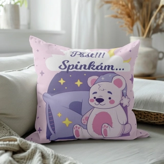 Vankúš s potlačou Pššt!!Spinkám