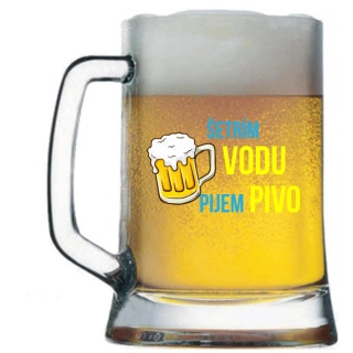Pivový krígel s potlačou Šetrím vodu pijem pivo