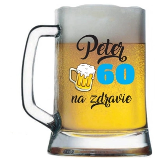 Pivový krígel s potlačou Na zdravie s menom a vekom na želanie
