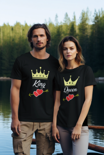 Set párové tričká s potlačou King/Queen srdce