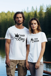 Set párové tričká s potlačou I'm her King/I'm his Queen