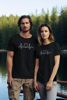 Set párové tričká s potlačou EKG srdce