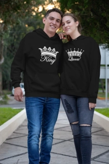 Set párové mikiny s potlačou King/Queen koruna