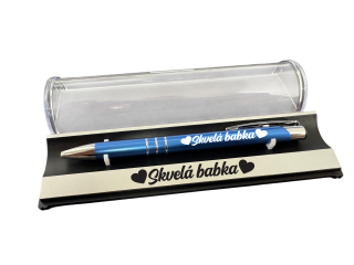 Kovové pero s púzdrom a gravírovaním "Skvelá babka"