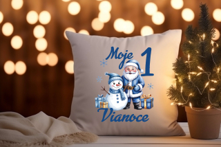 Vankúš pre chlapca s potlačou Moje 1. Vianoce