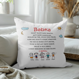 Vankúš s potlačou Babka s menami vnúčat na želanie
