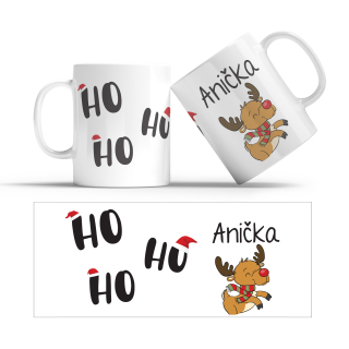 Hrnček s potlačou "HO HO HO" s menom na želanie