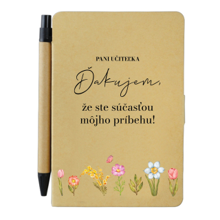 Darček pre pani učiteľku zápisník s perom s potlačou Pani učiteľka Ďakujem