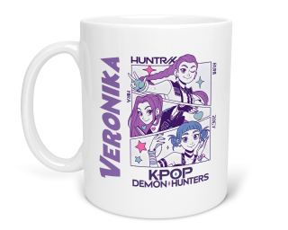 Hrnček s potlačou HUNTRIX, K POP DEMON s menom na želanie