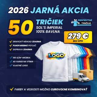 50 kusov kvalitných tričiek SOLS s potlačou