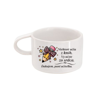 Darček pre pani učiteľku hrnček makrónka Niektorí učia z kníh, vy učíte zo srdca.