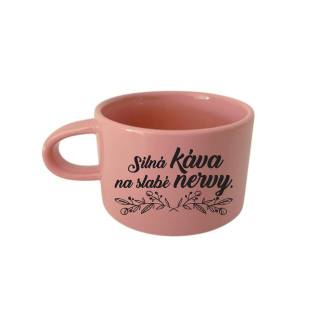 Hrnček makrónka Silná káva na slabé nervy.
