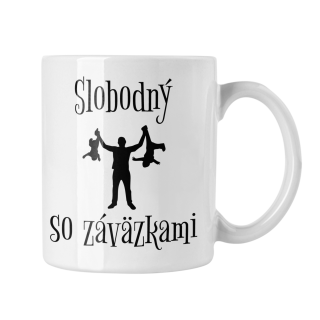 Hrnček s potlačou Slobodný so záväzkami