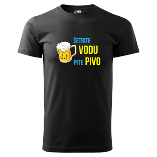 Vtipné tričko s potlačou "Šetrite vodu, pite pivo"