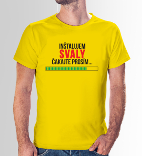 Vtipné tričko s potlačou "Inštalujem svaly"
