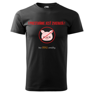 Vtipné tričko s potlačou "Prestaňme jesť zvieratá, bez BBQ omáčky"