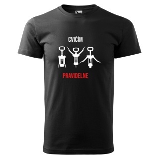 Vtipné tričko s potlačou "Cvičím pravidelne"